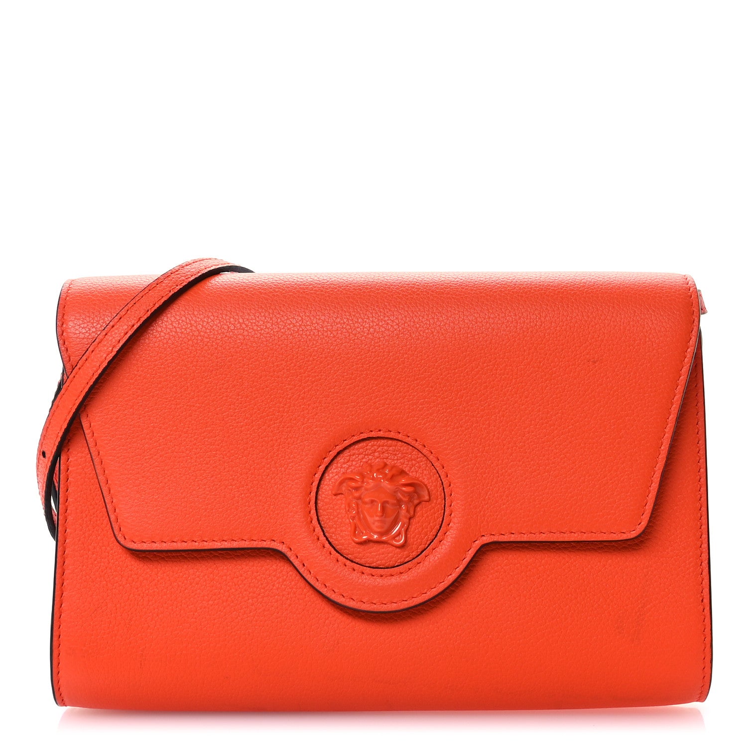 Versace Grained Calfskin La Medusa Crossbody Bag Orange 1 of 9
