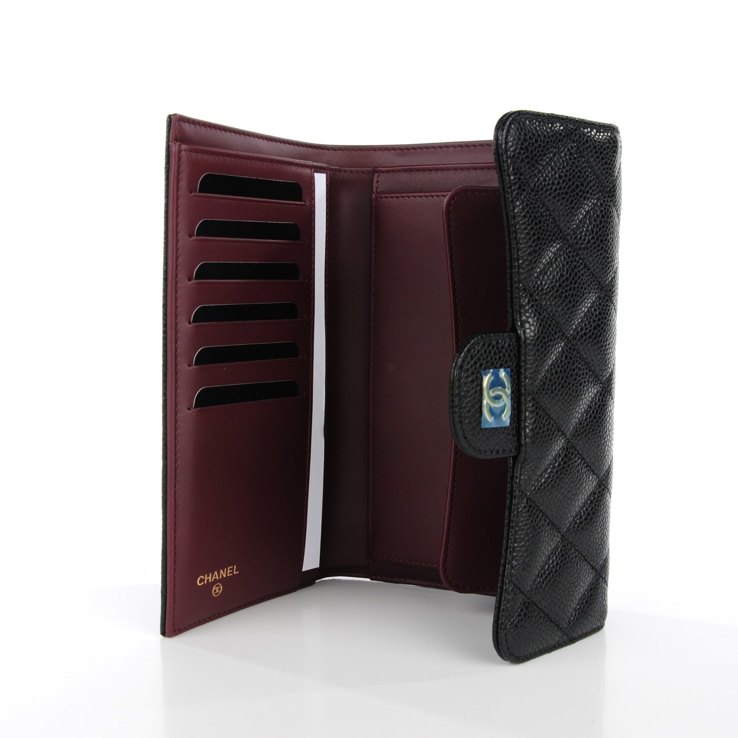 Caviar Quilted Large Flap Wallet Black