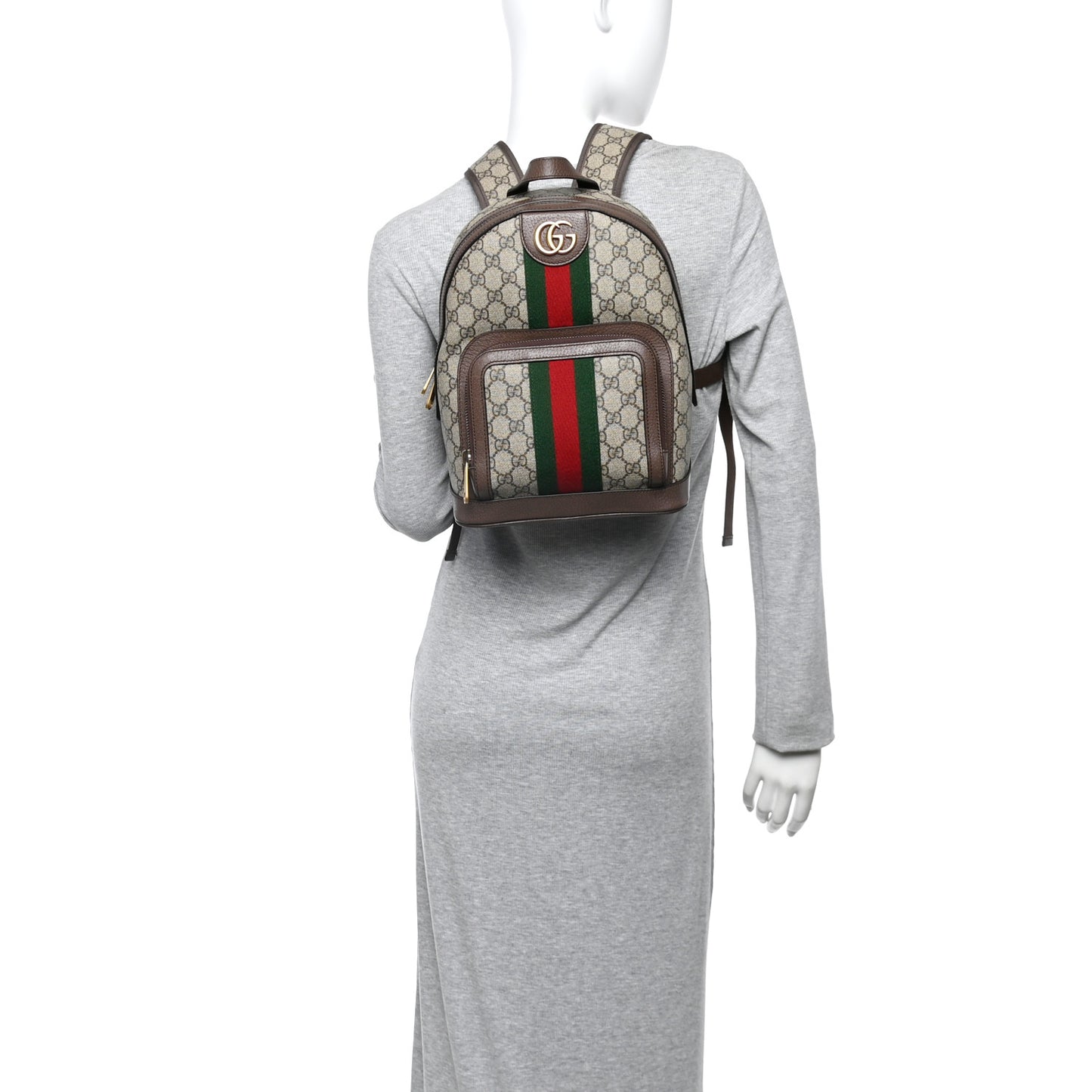 GG Supreme Monogram Calfskin Web Small Ophidia Day BackpacK Beige Ebony New Acero