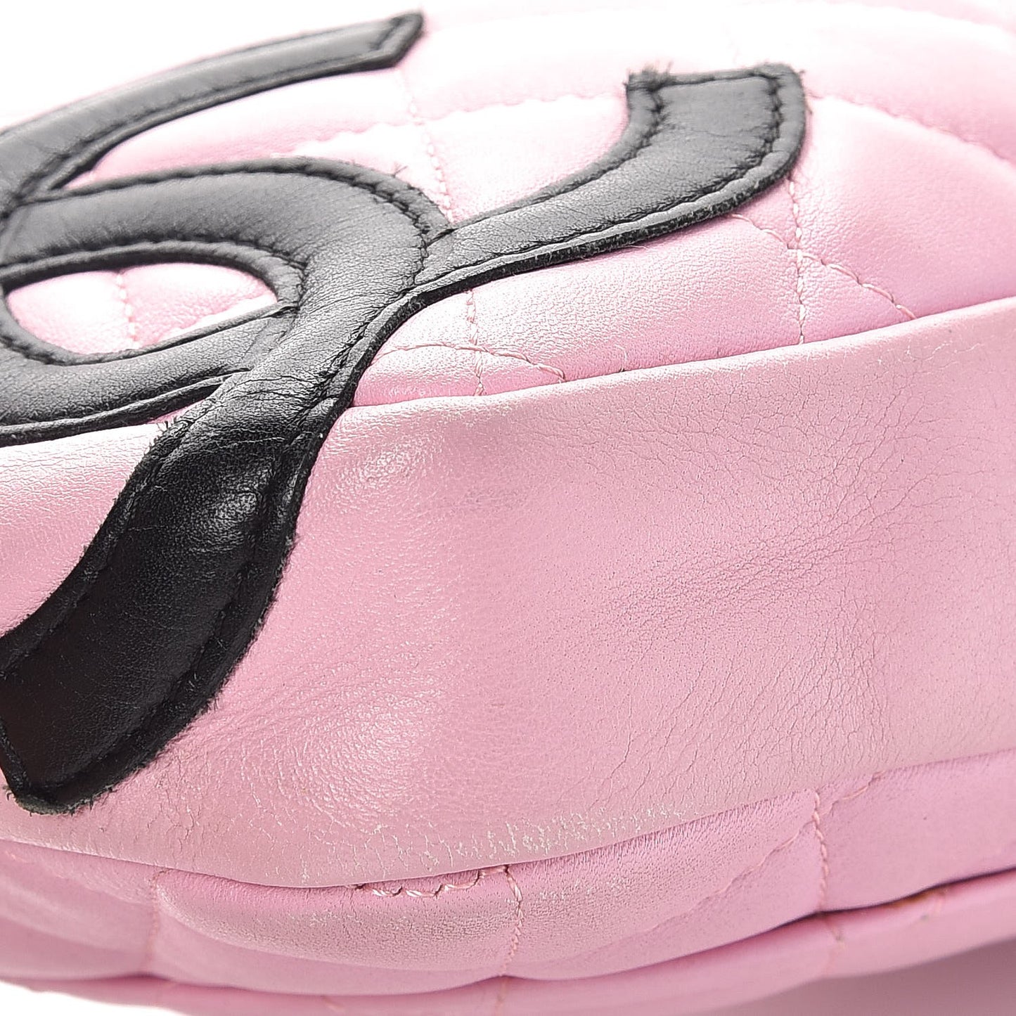 Calfskin Quilted Cambon Pochette Pink Black