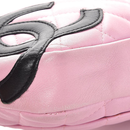 Chanel Calfskin Quilted Cambon Pochette Pink Black 12 of 14