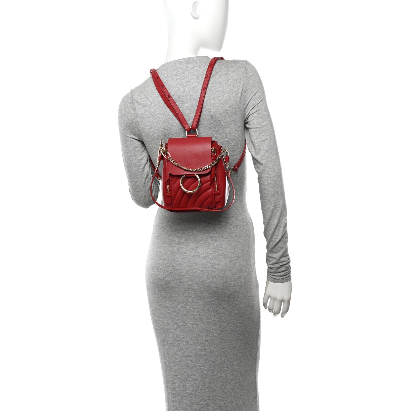 Calfskin Quilted Mini Faye Backpack Dahlia Red