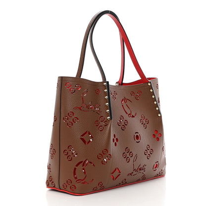 Christian Louboutin Calfskin Loubinthesky Small Perforated Cabarock Spikes Tote Biscotto 3 of 13