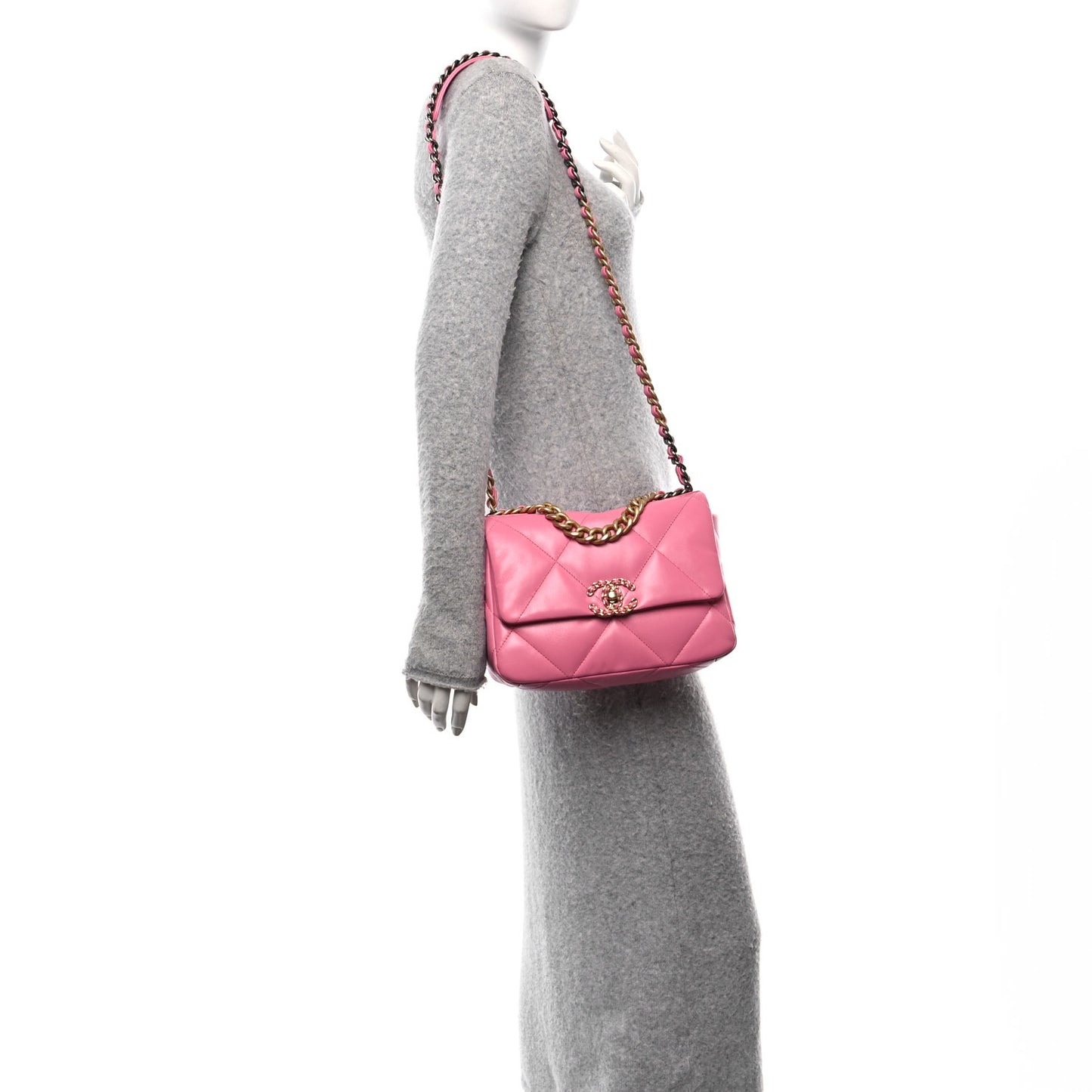 Lambskin Quilted Medium Chanel 19 Flap Pink