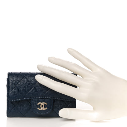 Chanel Caviar Quilted Flap Card Holder Wallet Navy Blue 2 of 12