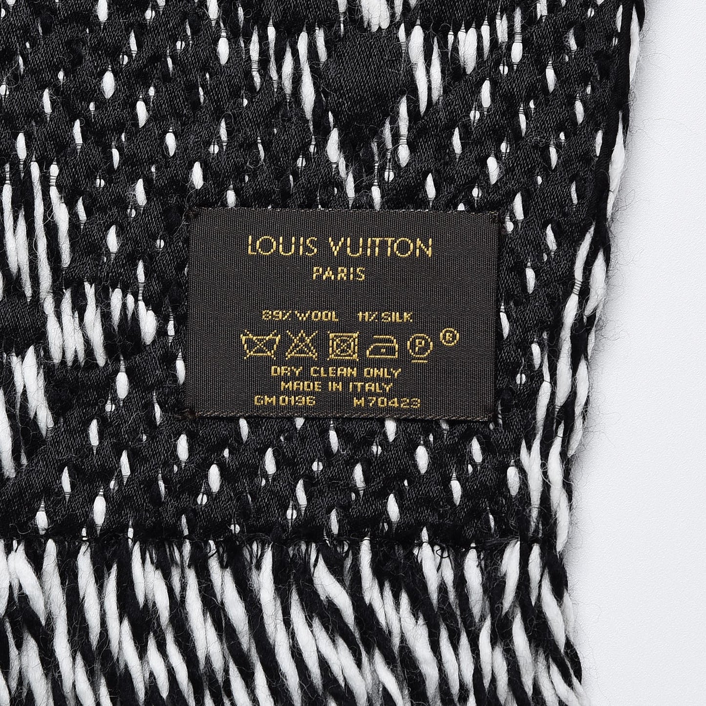 Wool Silk Logomania Mix Scarf Black