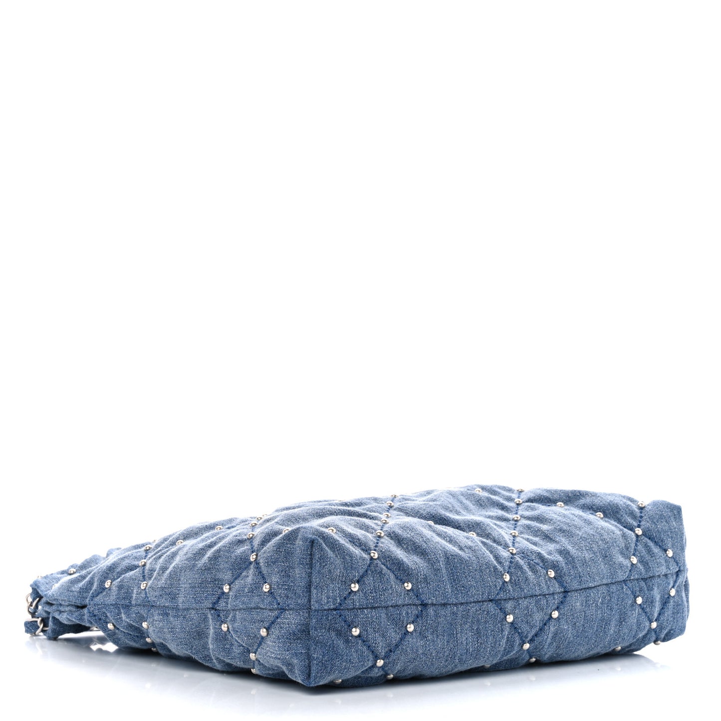 Washed Denim Quilted Studded Small Chanel 22 Blue