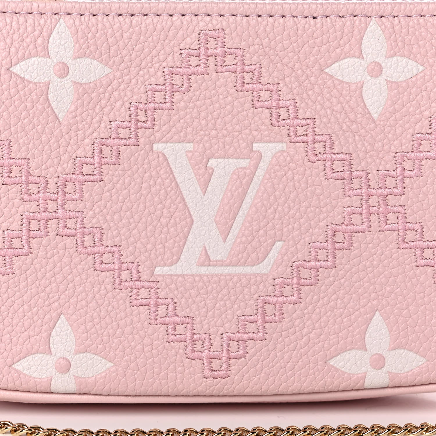 Louis Vuitton Empreinte Monogram Giant Broderies Mini Pochette Accessories Pink Creme 7 of 10