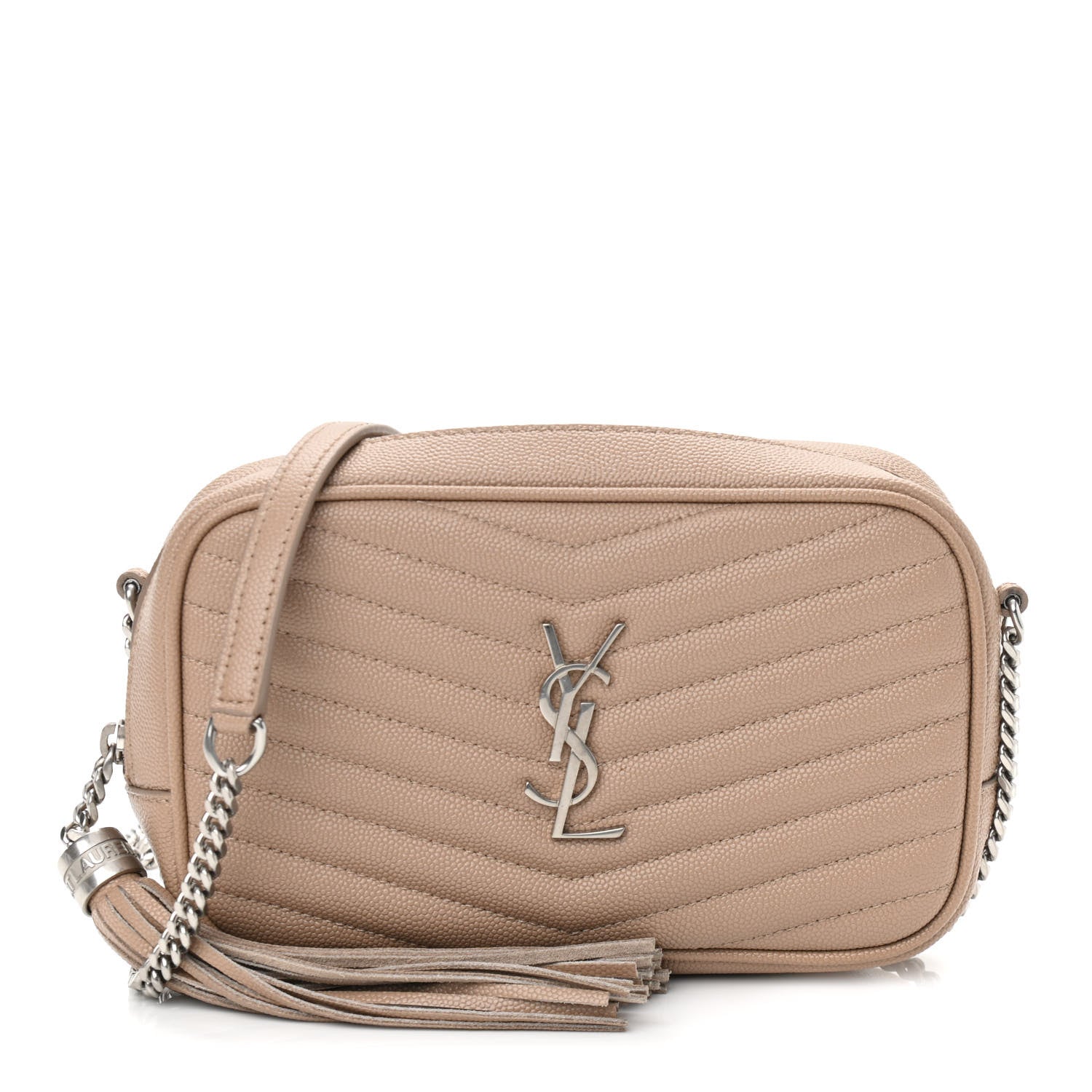 Saint Laurent Grain De Poudre Matelasse Monogram Mini Lou Camera Bag Dark Beige 1 of 11