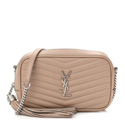 Saint Laurent Grain De Poudre Matelasse Monogram Mini Lou Camera Bag Dark Beige 1 of 11