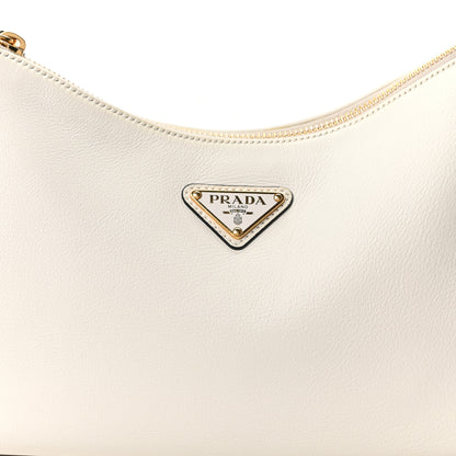 Prada Soft Calfskin Medium Aimee Shoulder Bag White 8 of 10