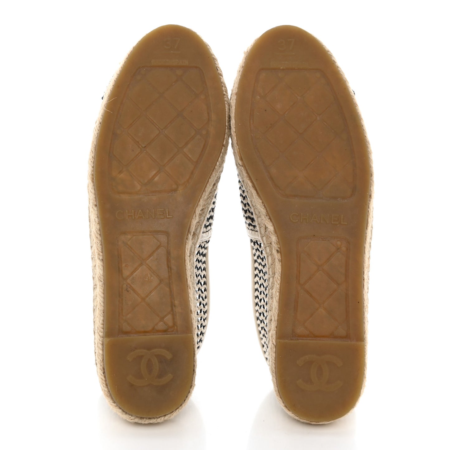 Mesh Grosgrain CC Espadrilles 37 Beige Black