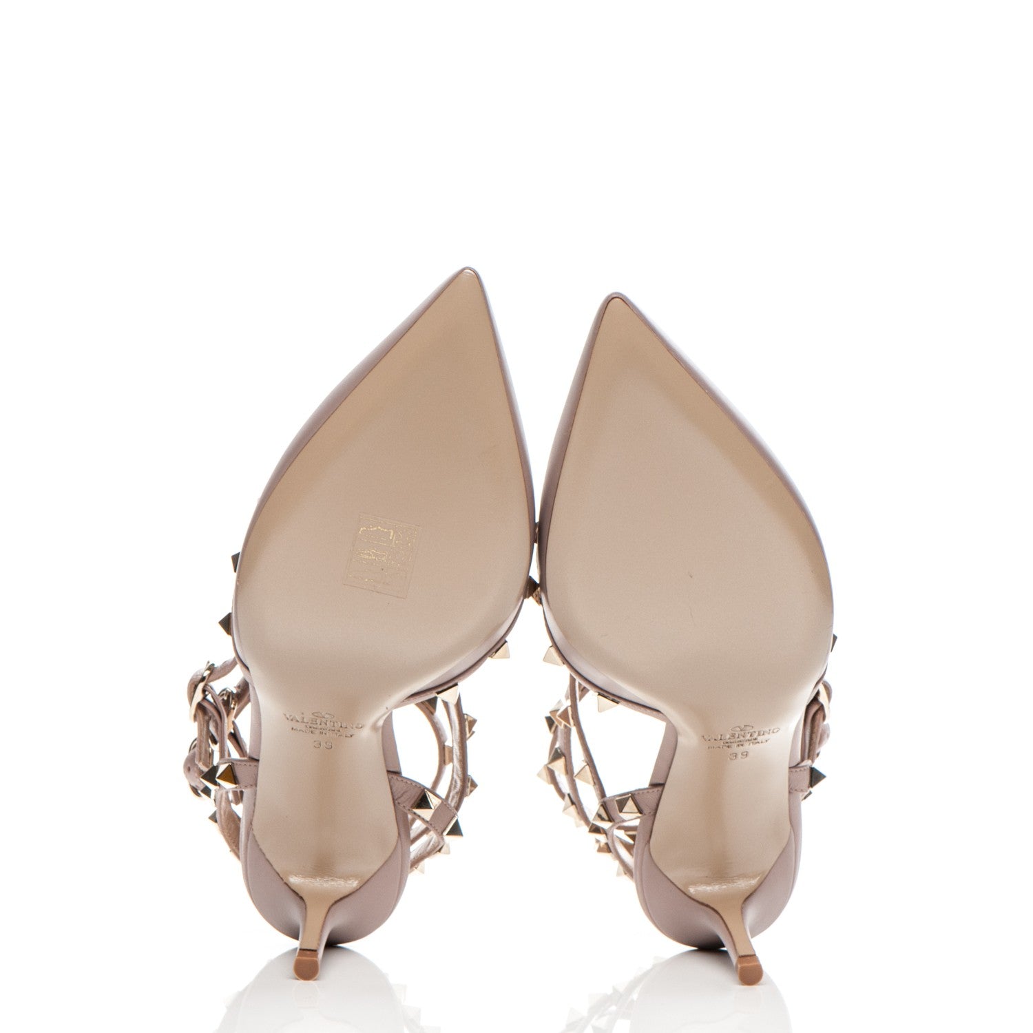 Valentino Garavani Nappa Rockstud Ankle Strap Low Heel Pumps 39 Poudre 5 of 7