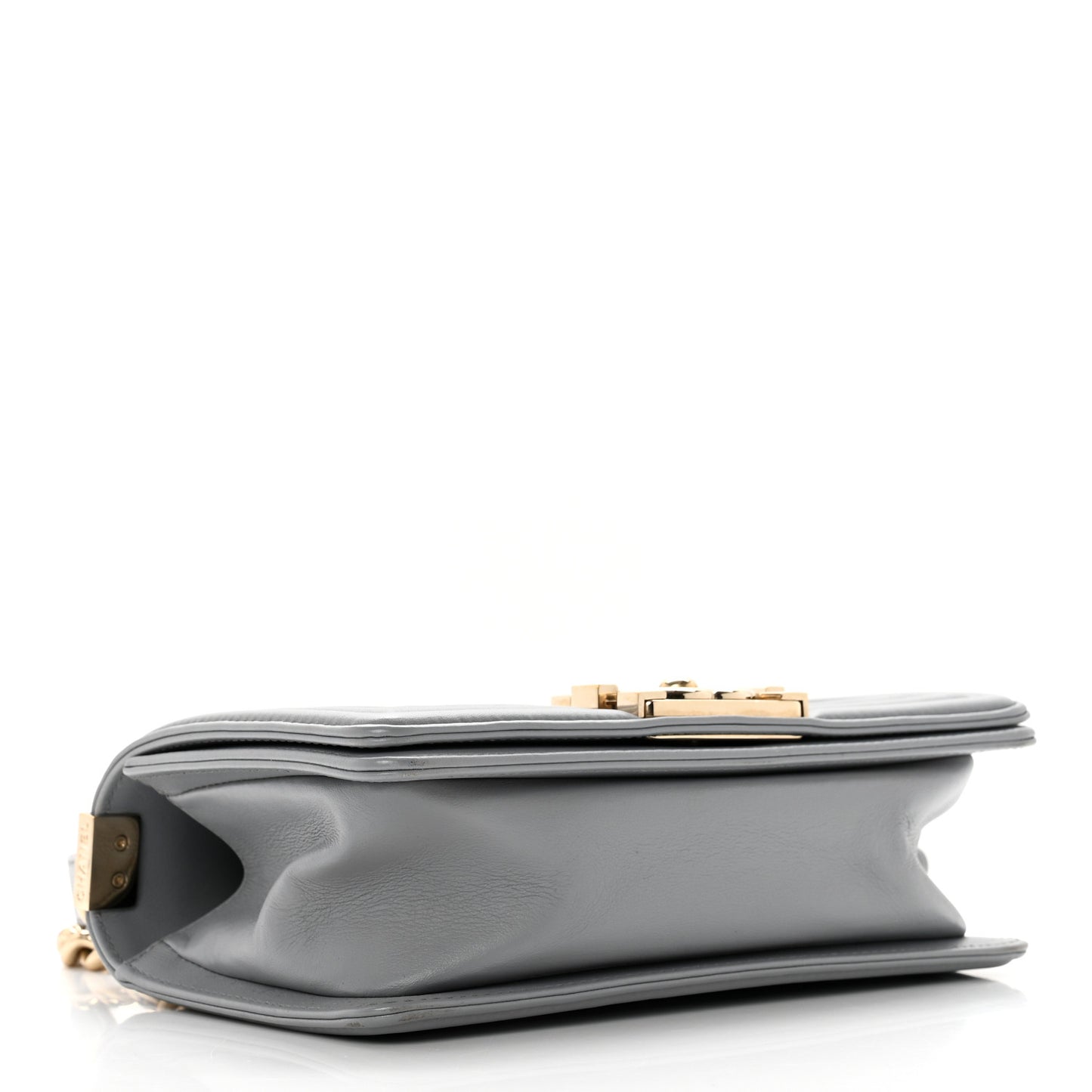 Calfskin Quilted Small Boy Flap Grey