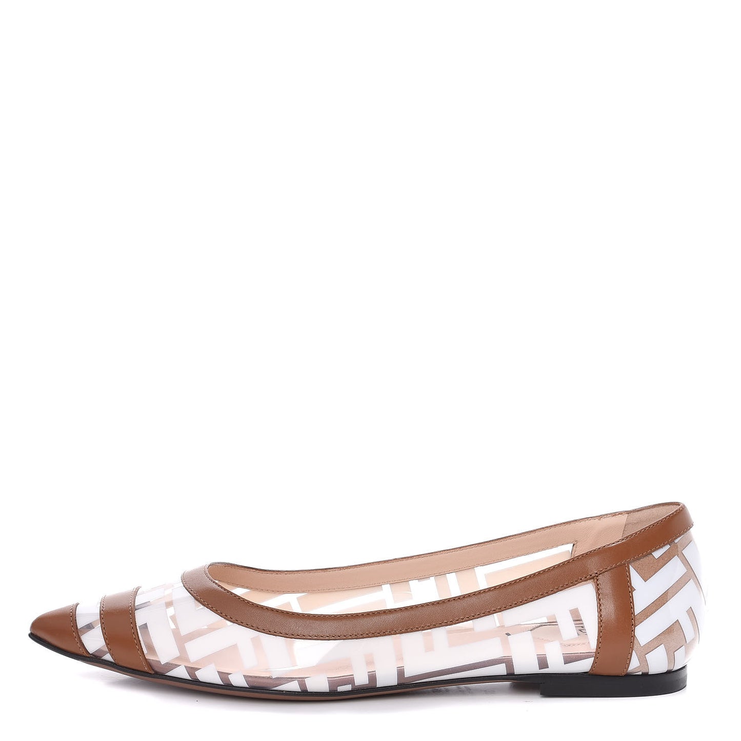 PVC Calfskin FF Colibri Ballerina Flats 37 White Cuoio