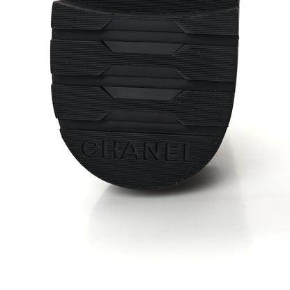 Chanel Fabric Grosgrain Quilted Cap Toe Lace Up Combat Boots 38 Gray 6 of 9