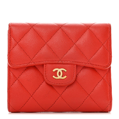 Chanel Caviar Quilted Compact Flap Wallet Red 1 of 10