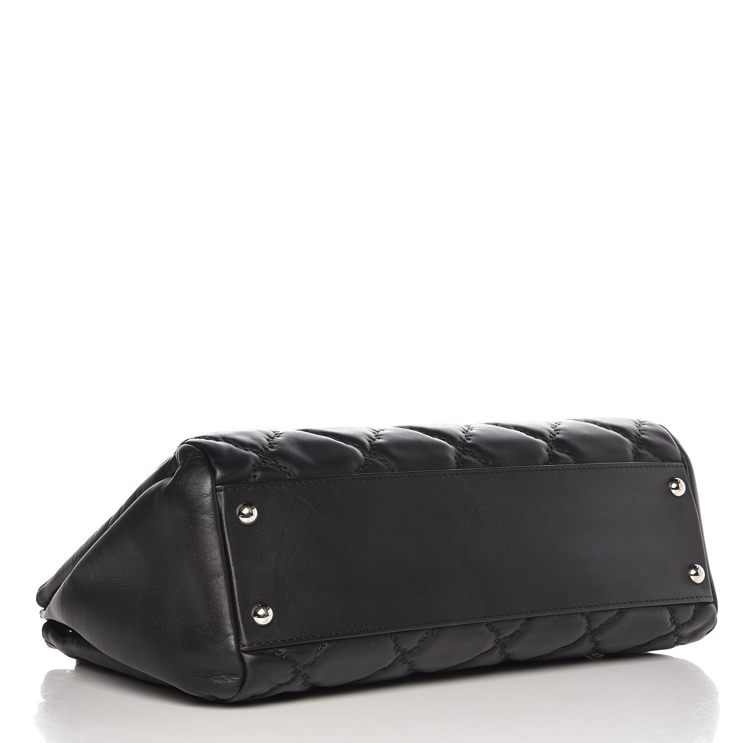 Calfskin Double Stitch Large Hamptons Flap Bag Black