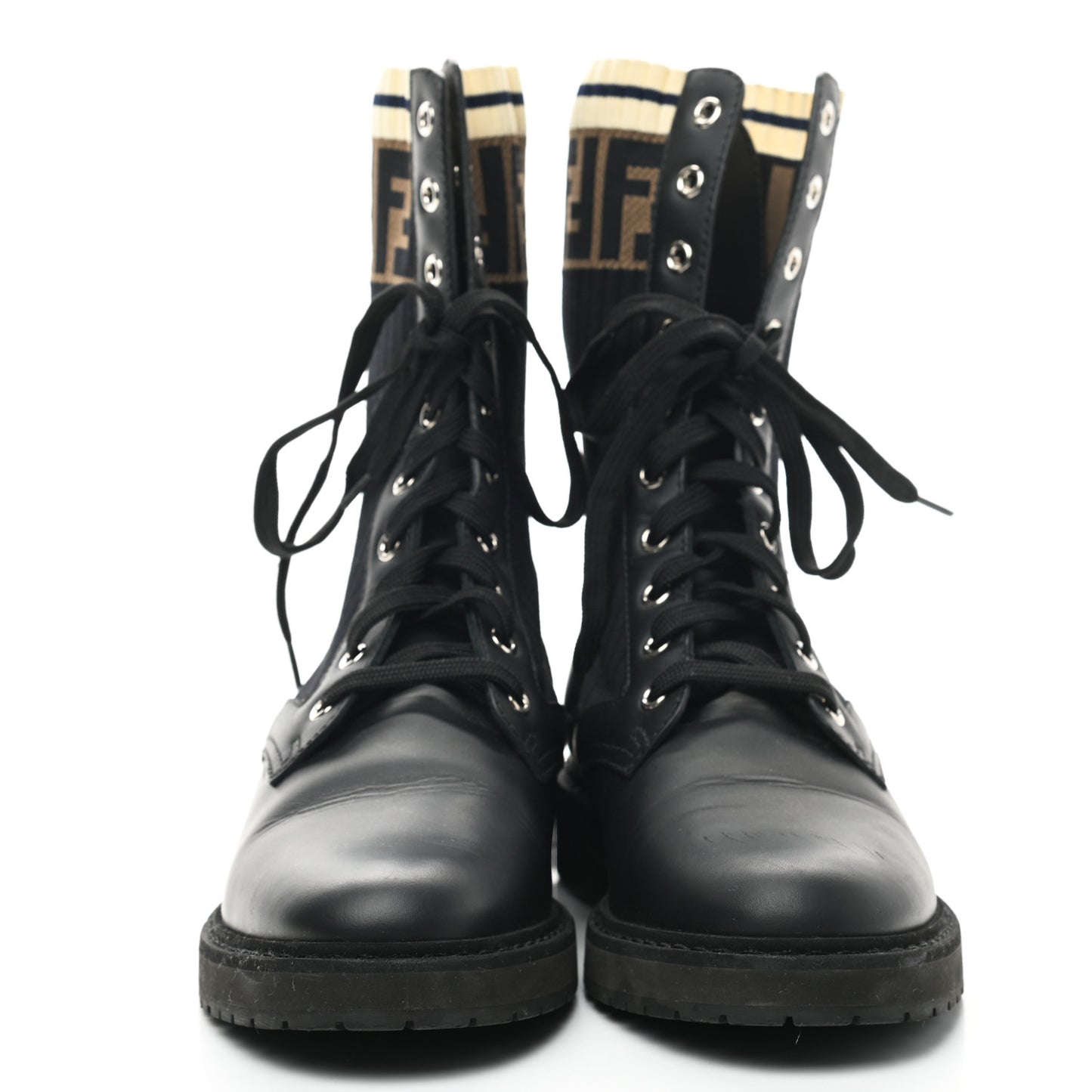 Calfskin Stretch Fabric Rockoko Biker Boots 39 Tobacco Black Marino