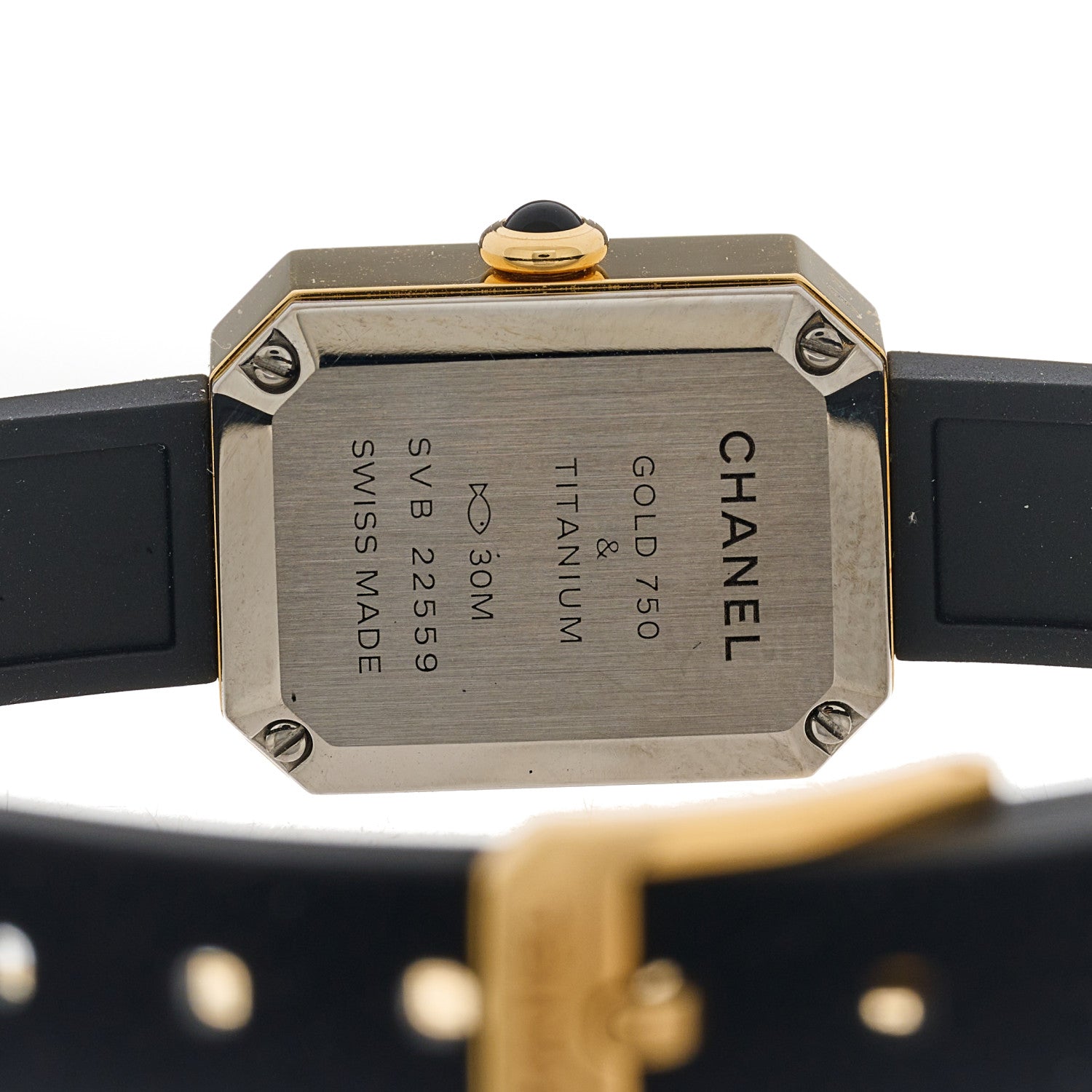 Chanel 18K Yellow Gold Titanium Rubber 20mm Premiere Ribbon Quartz Watch 4 of 5