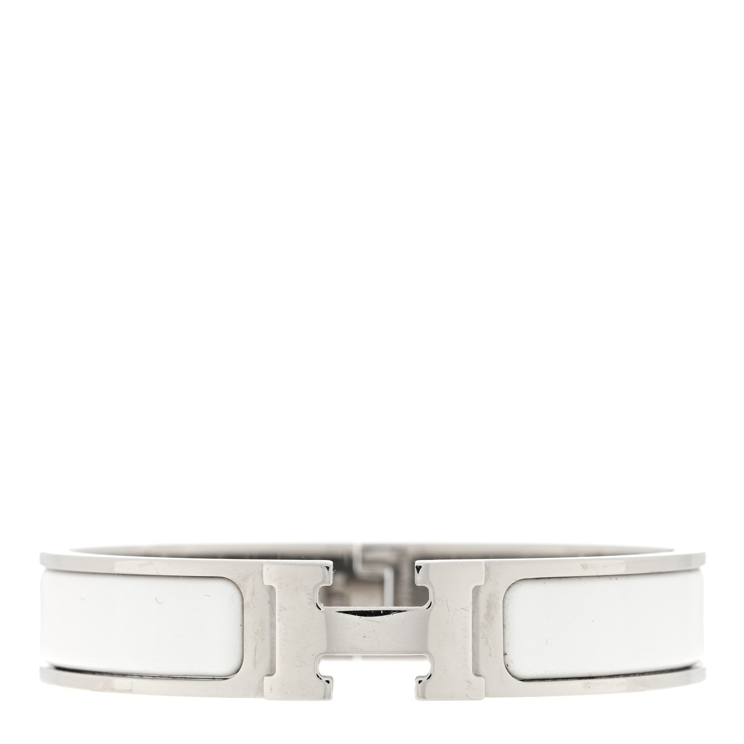 Hermes Enamel Narrow Clic Clac H Bracelet PM White 1 of 5