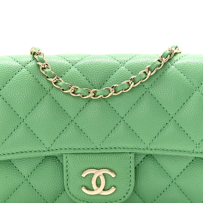 Chanel Caviar Quilted Glasses Case With Chain Green 9 of 14