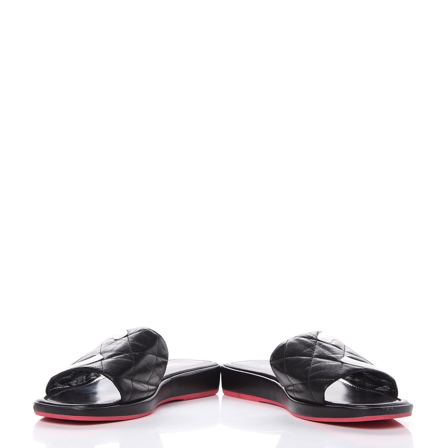 Chanel Calfskin Cambon CC Flat Slide Sandals 37.5 Black 5 of 16