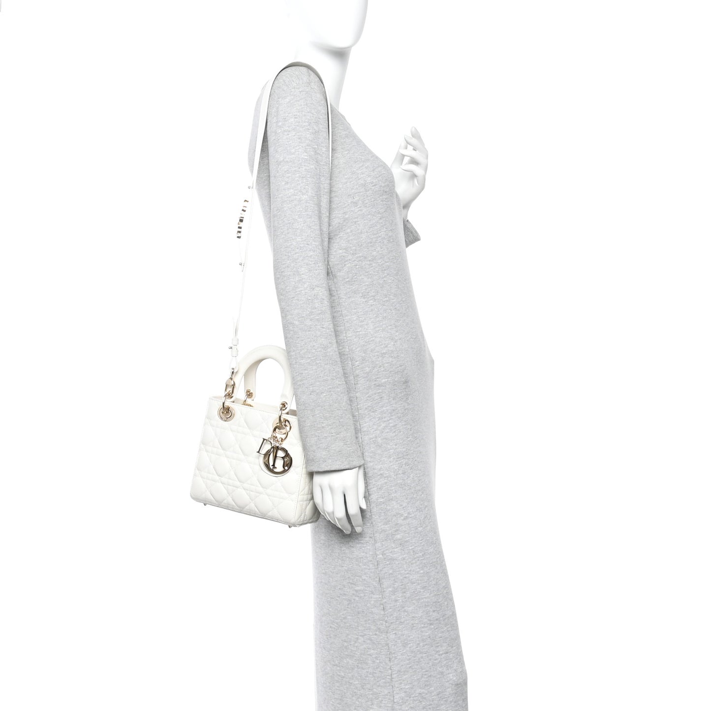 Lambskin Cannage Small My ABCDior Lady Dior White