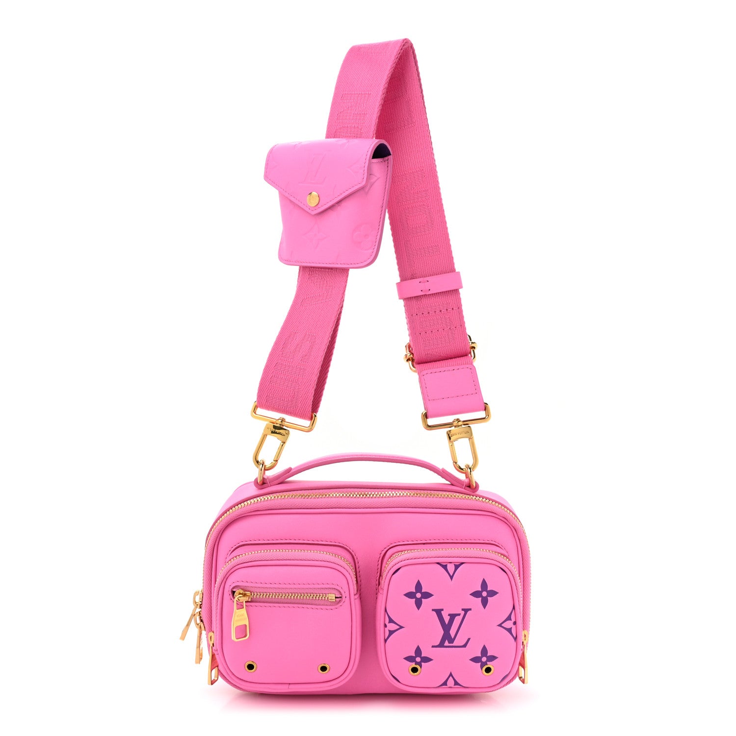 Louis Vuitton LOUIS VUITTON Calfskin Embossed Monogram Vuittamins Utility Crossbody Rose Violet 1 of 10