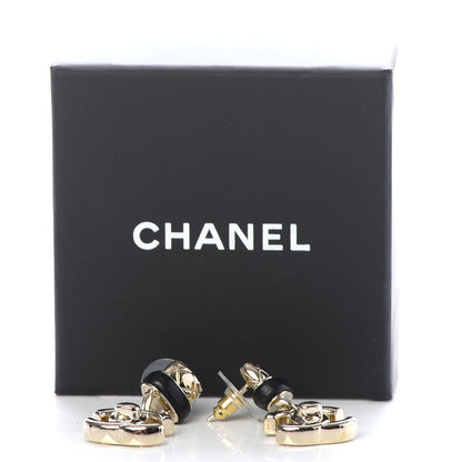 Chanel Lambskin CC Turnlock Drop Earrings Gold Black 5 of 5