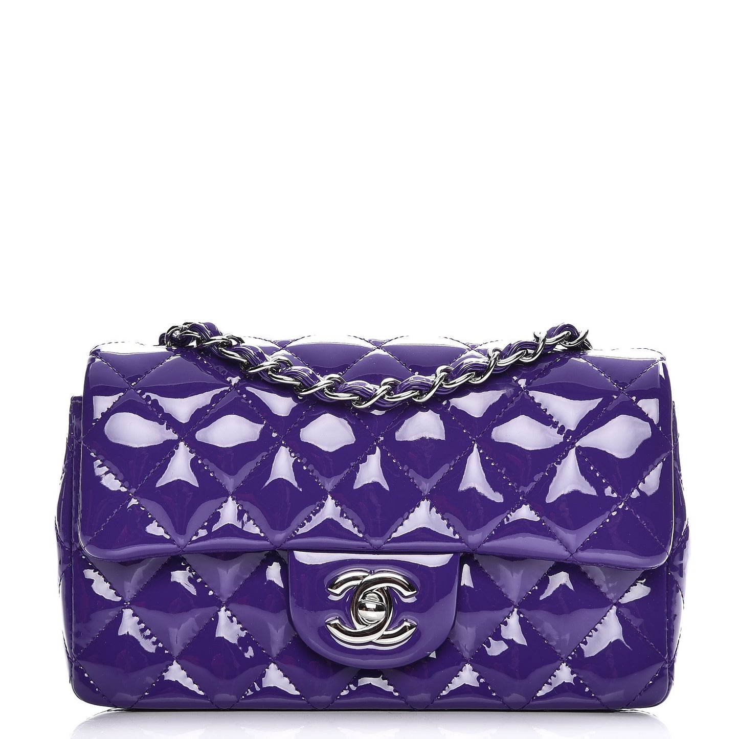 Patent Quilted Mini Rectangular Flap Purple