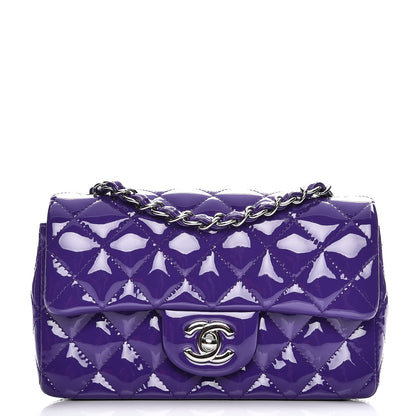 Chanel Patent Quilted Mini Rectangular Flap Purple 1 of 8