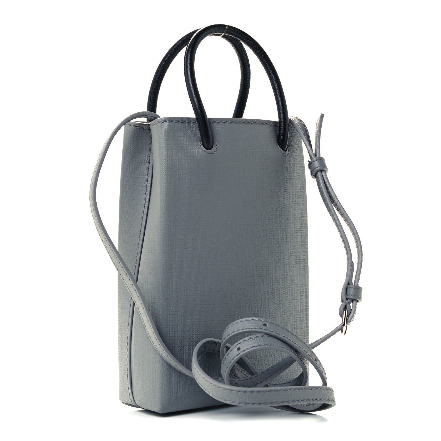 Balenciaga Squared Calfskin Logo Shopping Phone Holder Bag Balenciaga Grey 3 of 10