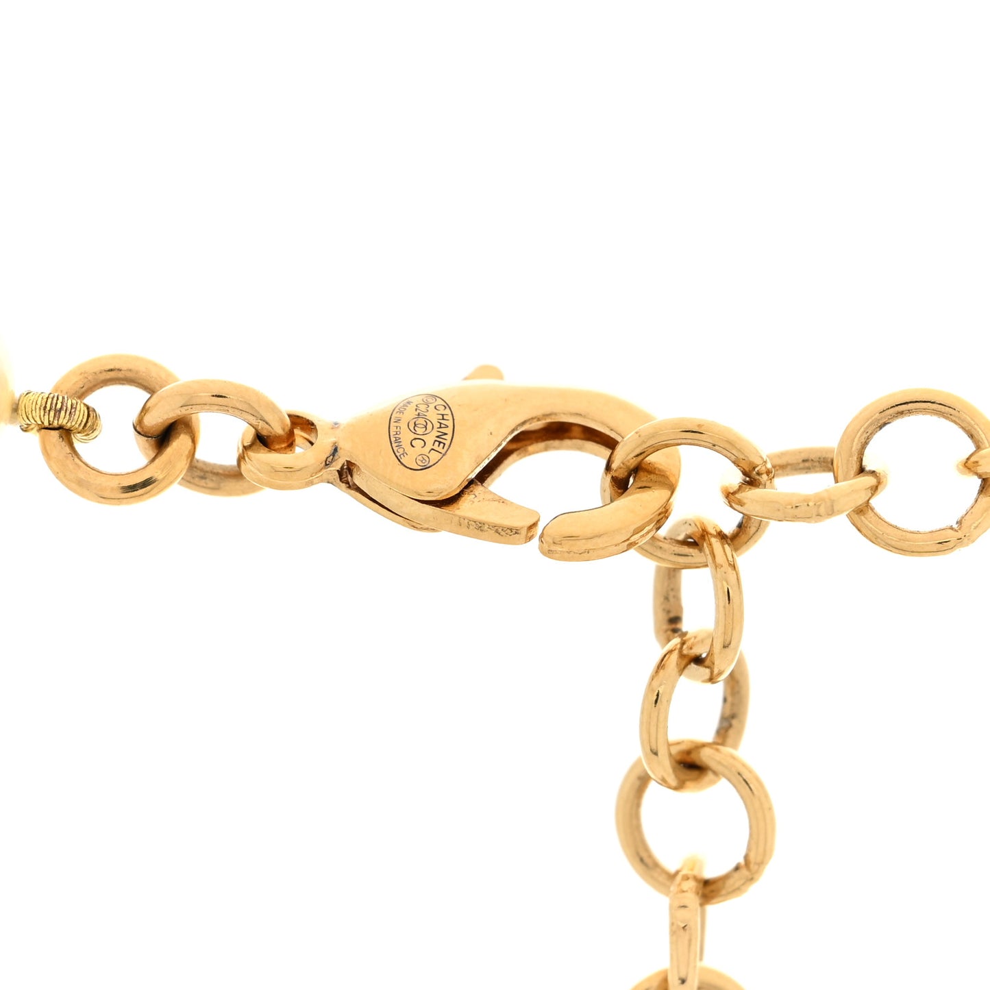 Pearl Metal Resin Logo Choker Gold Black Pearly White