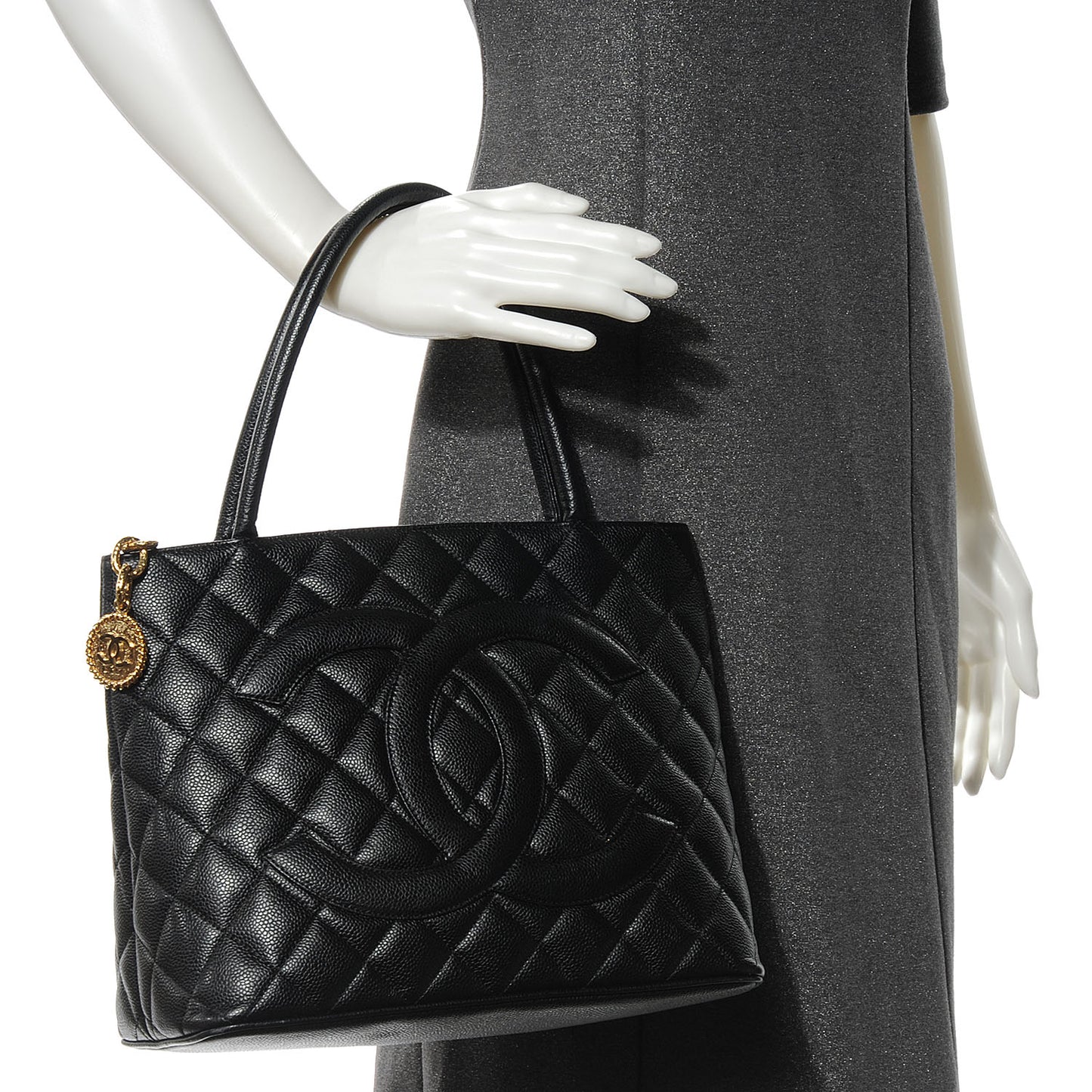 Caviar Medallion Tote Black