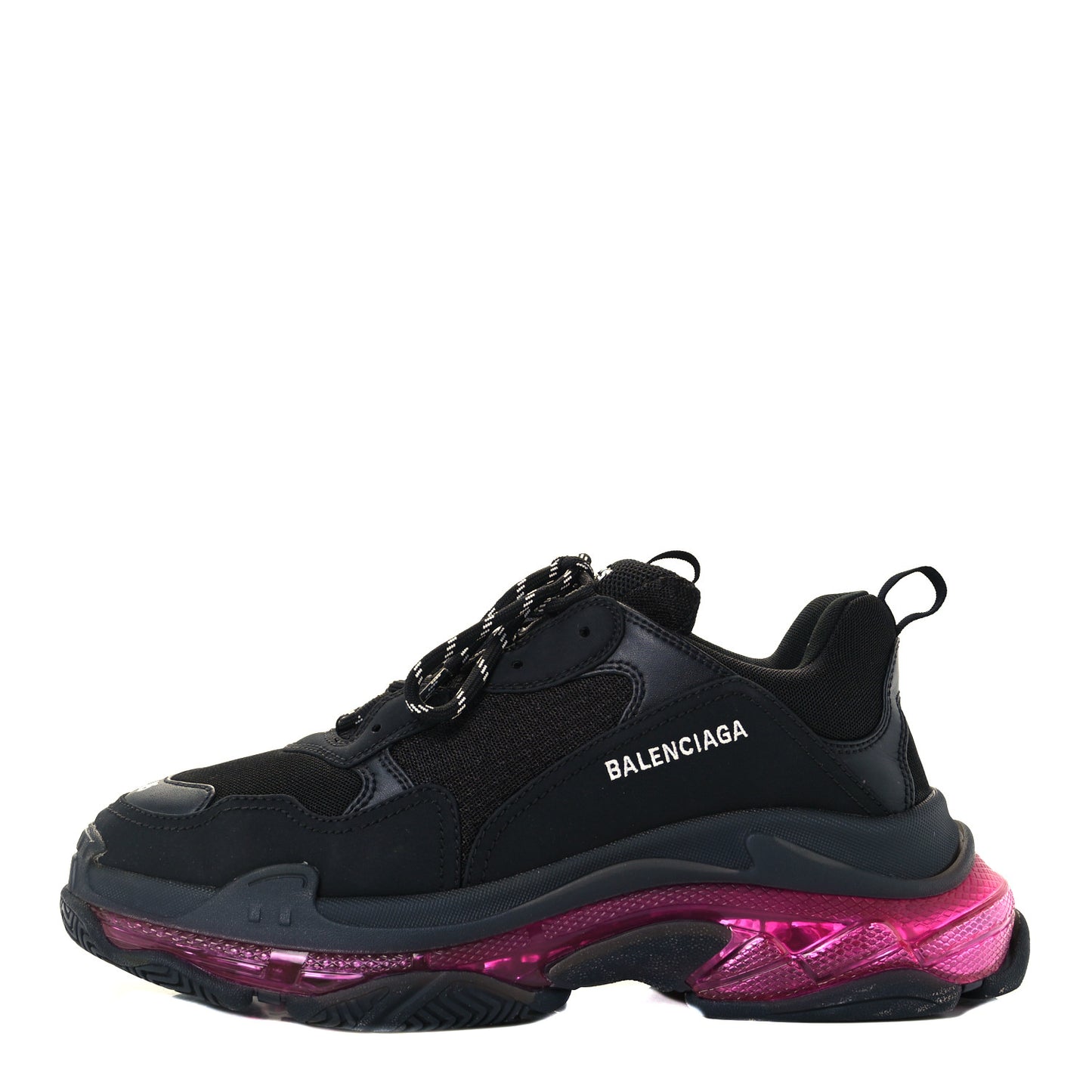 Fabric Mesh Clear Sole Mens Triple S Sneakers 45 Black Pink Neon