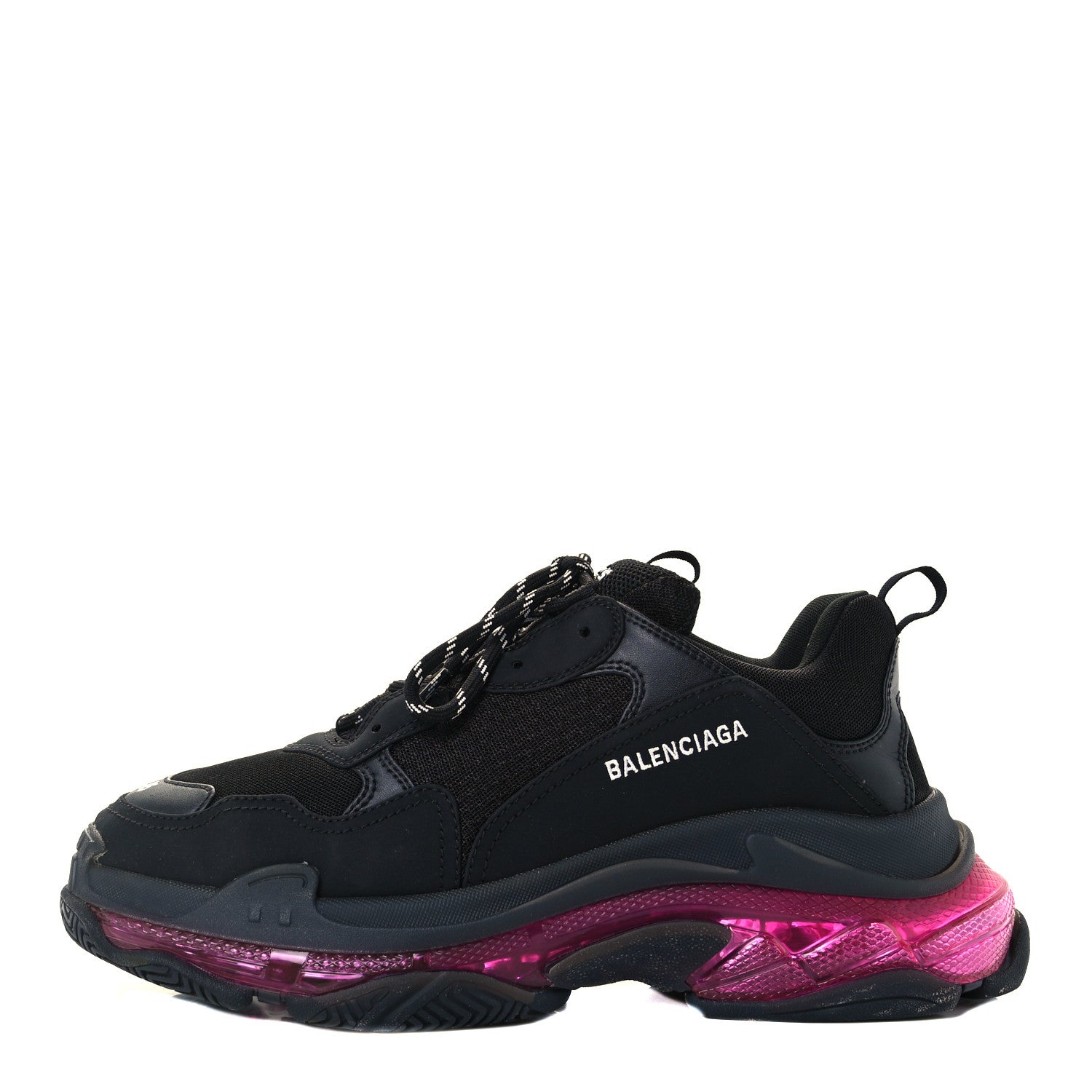 Balenciaga Fabric Mesh Clear Sole Mens Triple S Sneakers 45 Black Pink Neon 1 of 11