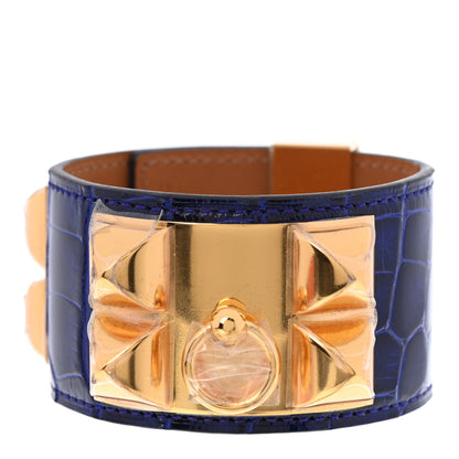 Hermes Shiny Alligator Collier De Chien CDC Bracelet S Bleu Electrique 1 of 6