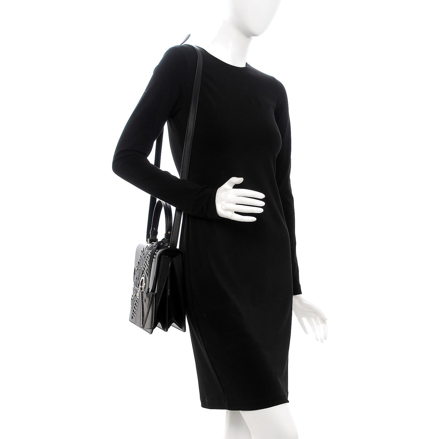 Calfskin Leaf Medium DV One Satchel Black