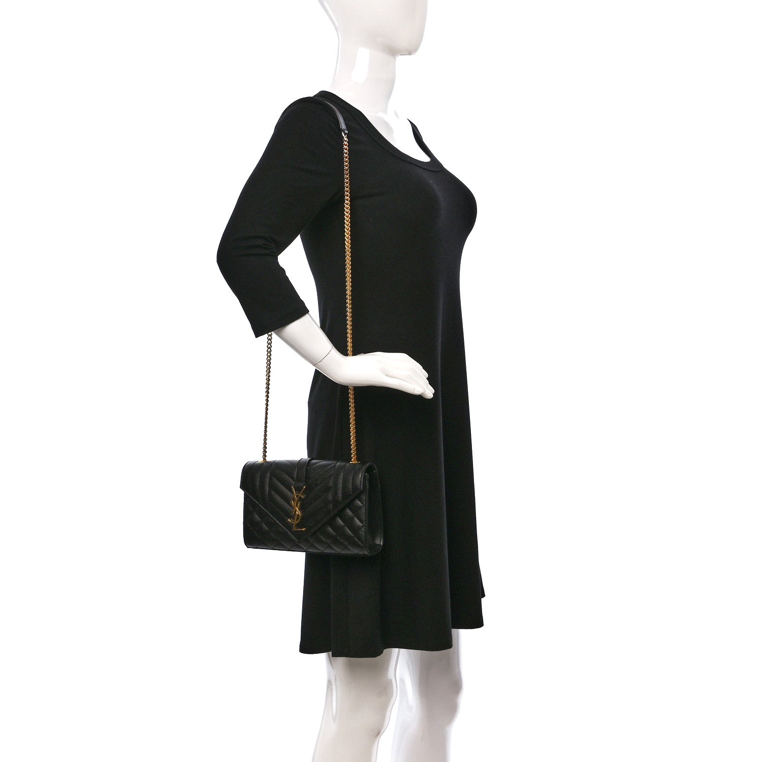 Saint Laurent Grain De Poudre Textured Mixed Matelasse Triquilt Small Monogram Satchel Black 3 of 11
