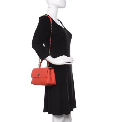 Chanel Caviar Chevron Quilted Mini Coco Handle Flap Red 2 of 11
