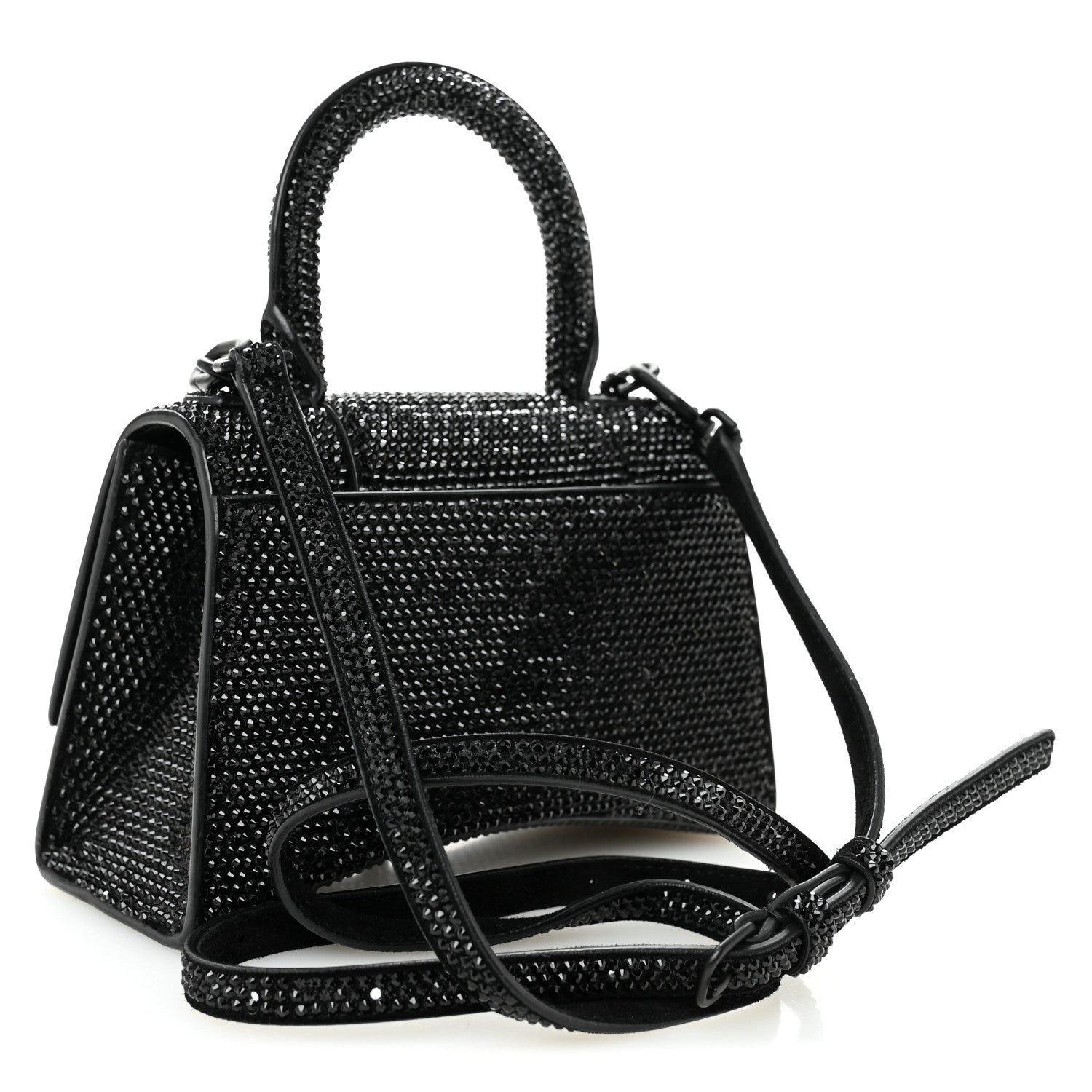Balenciaga Strass Suede Hourglass Top Handle Bag XS Black Jet 3 of 11