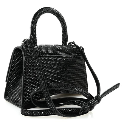 Balenciaga Strass Suede Hourglass Top Handle Bag XS Black Jet 3 of 11