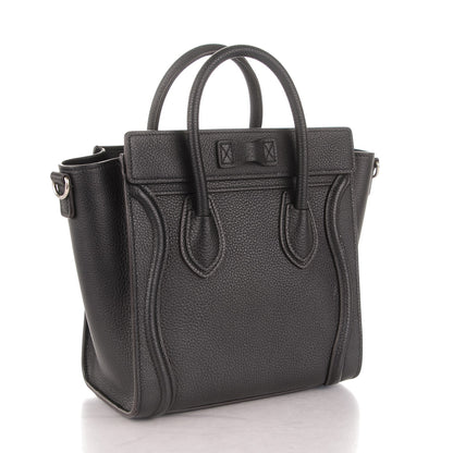 Celine Drummed Calfskin Nano Luggage Black 3 of 7