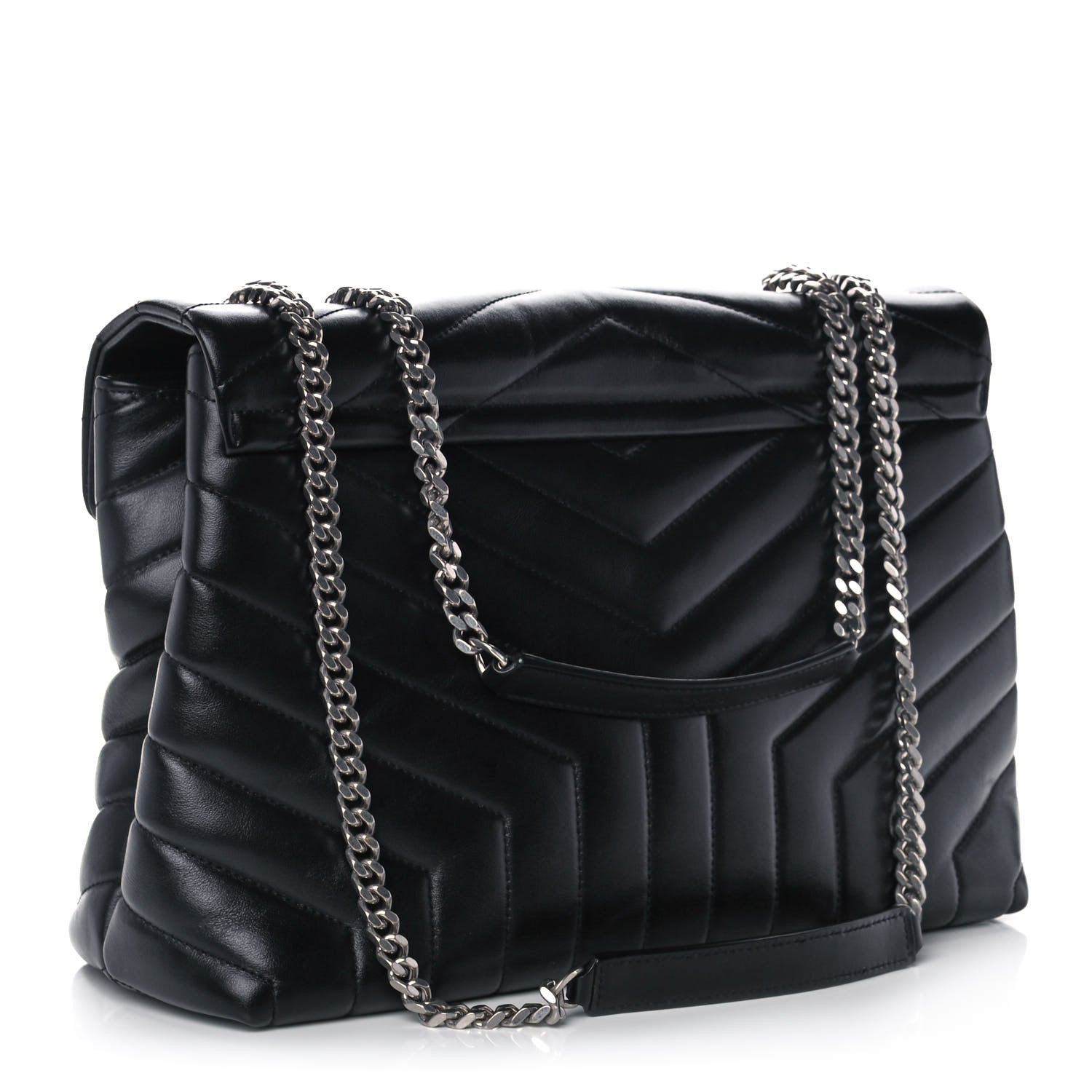 Saint Laurent Calfskin Y Quilted Monogram Medium Loulou Chain Satchel Black 3 of 12