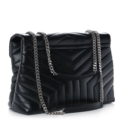 Saint Laurent Calfskin Y Quilted Monogram Medium Loulou Chain Satchel Black 3 of 12