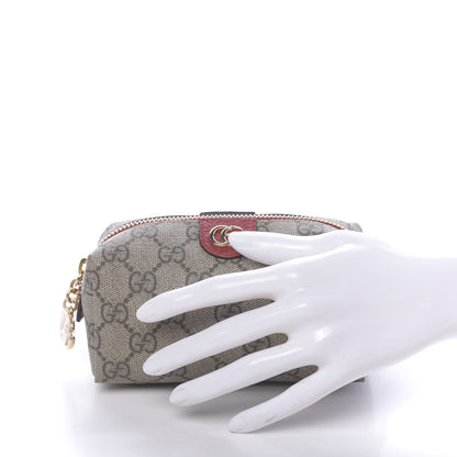 Gucci Soft GG Supreme Monogram Calfskin Small Ophidia Cosmetic Case Beige Ebony Hibiscus Red 2 of 11