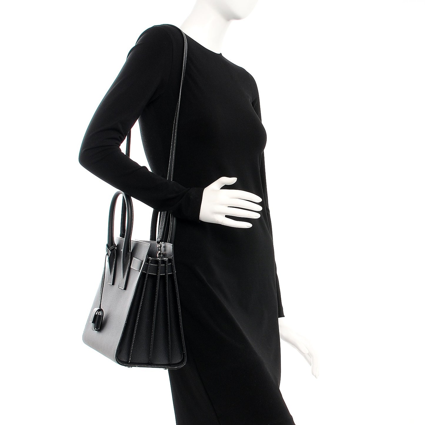 Grained Calfskin Small Sac De Jour Black
