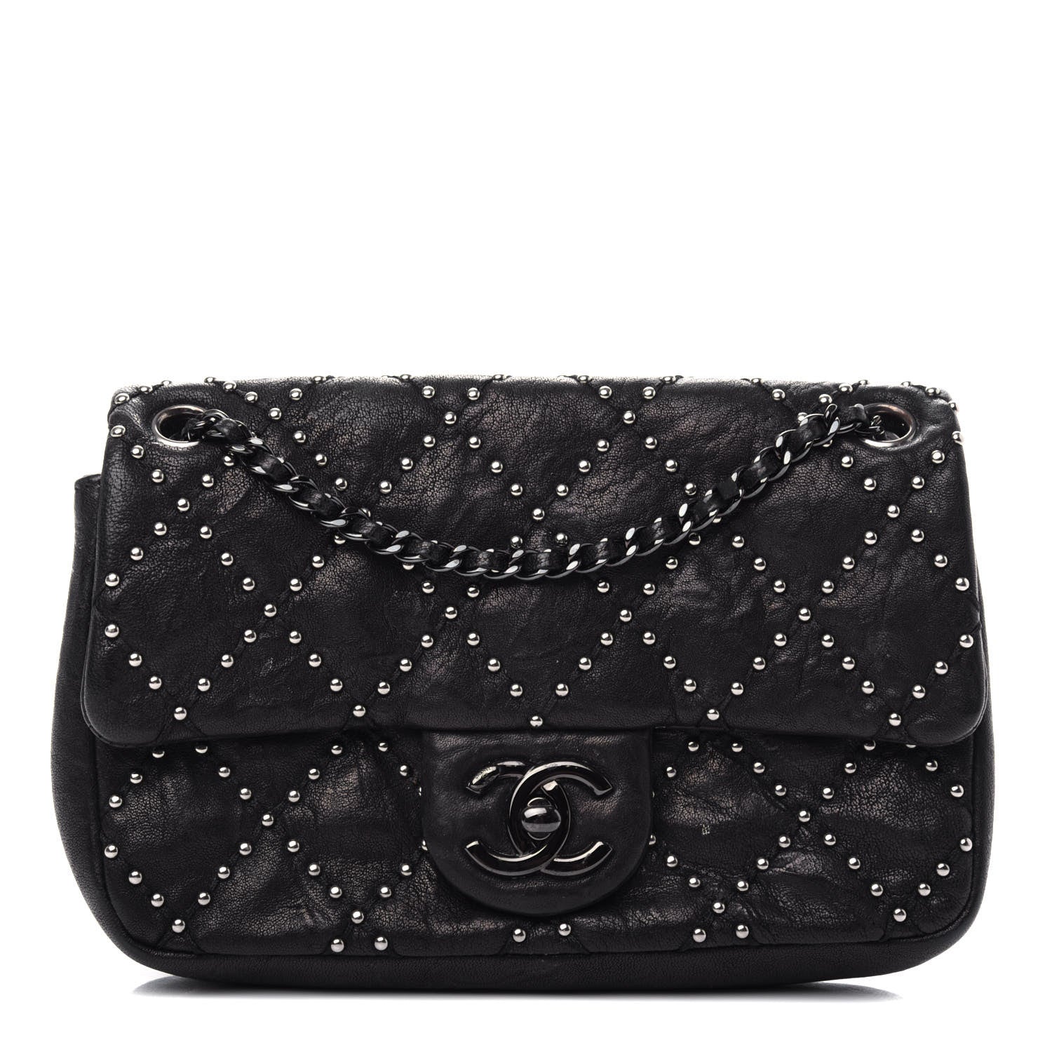 Chanel Washed Lambskin Studded Small Metal Beauty Flap Black 1 of 10