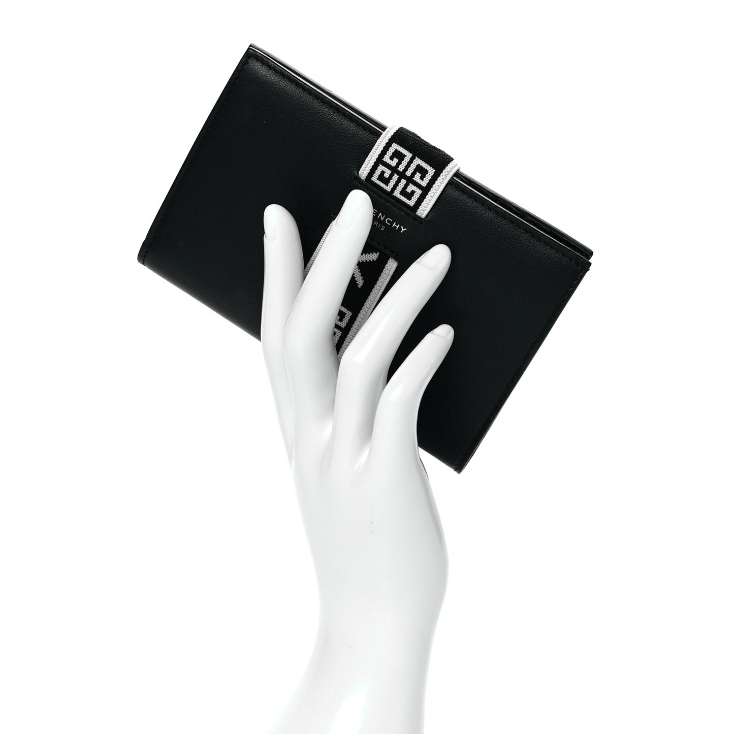 Calfskin Elastic Panel Card Case Black